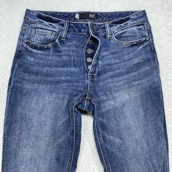 Kut From The Kloth Jeans Womens Sz 4 Blue Juliet Slouchy Boyfriend Distressed - Picture 2 of 13